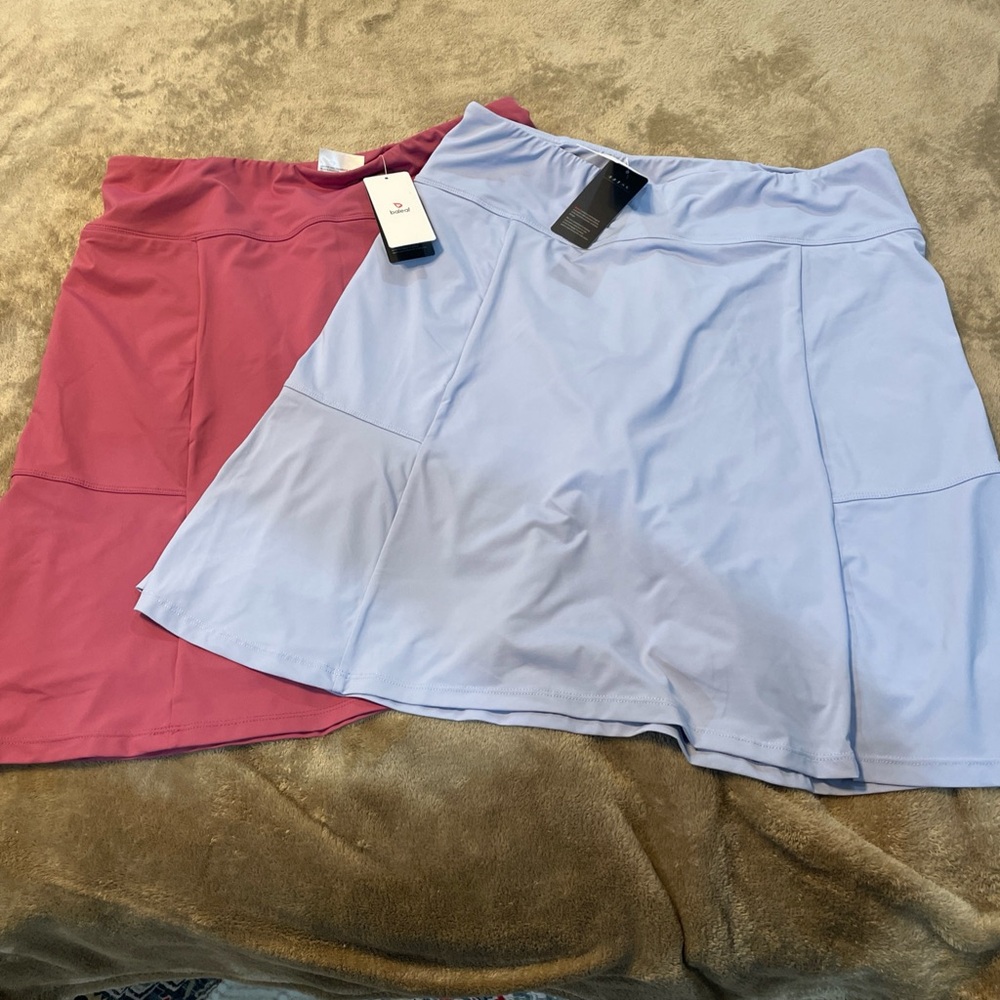 Baleaf Skort Lot Of 2 Size L Knee Length Athletic Quick Dry Rose Red & Lavender